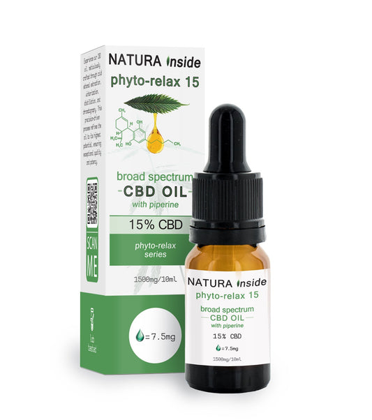 Έλαιο σε σταγόνες με 15% CBD και πιπερίνη της σειράς PHYTORELAX, 10ml