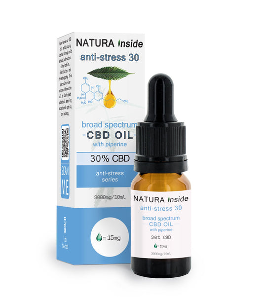 Έλαιο σε σταγόνες με 30% CBD και πιπερίνη της σειράς ANTISTRESS, 10ml