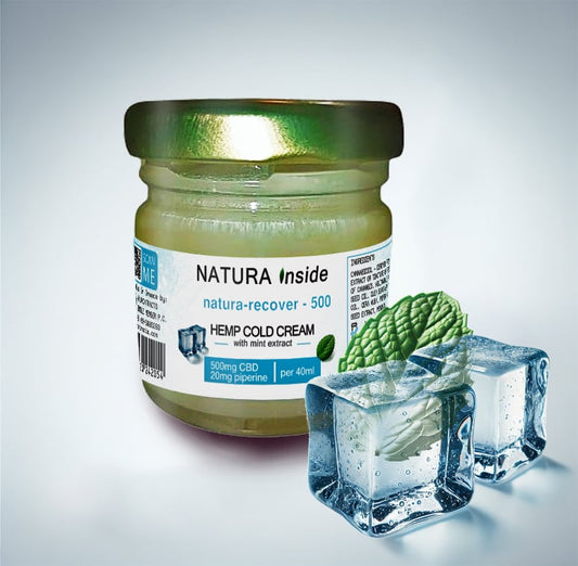 HEMP COLD CREAM-NATURA JOINTZ κηραλοιφή για αναζωογόνηση αναπνοής και ανακούφιση από πονοκεφάλους με 500mg CBD, 20mg πιπερίνη και εκχύλισμα μέντας, 40ml