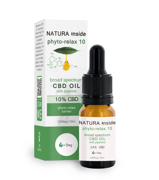 Έλαιο σε σταγόνες με 10% CBD και πιπερίνη της σειράς PHYTORELAX, 10ml